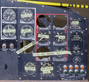 Memphis Belle B-17F pilots' control panel in restoraton hangar at Wright-Patterson Air Force Base, Ohio, USA