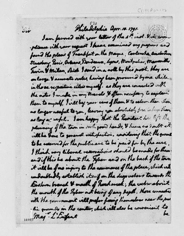 Jefferson Letter of April 10, 1791