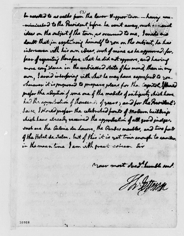 Jefferson Letter of April 10, 1791