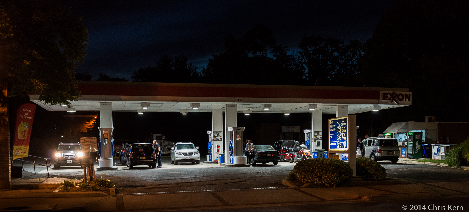 Exxon Station at Night, Rockville, Maryland, USA (2014)