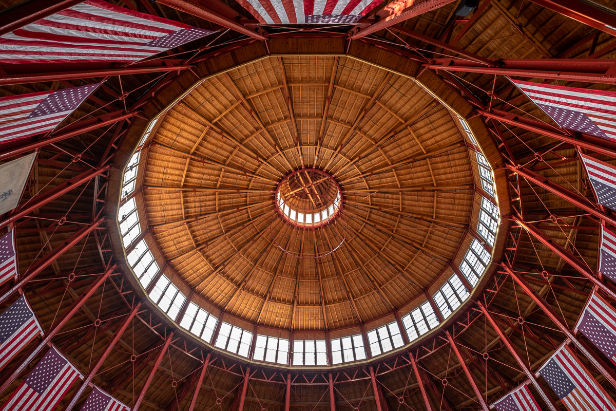 Ceiling of Mt. Clare Passenger Car Shop, Baltimore, Maryland, USA (2018)