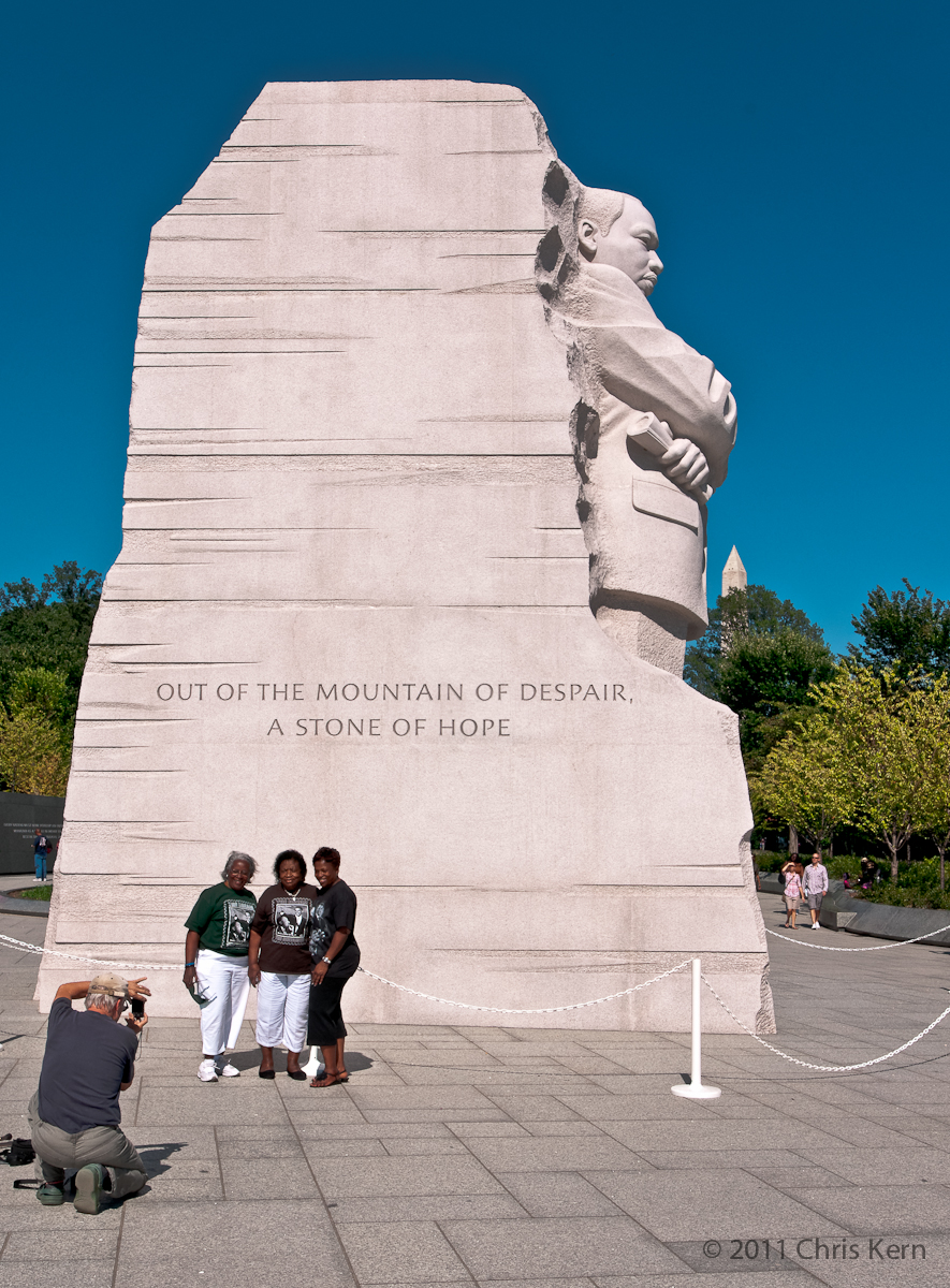 Tourists at Martin Luther King Memorial, National Mall, Washington, District of Columbia, USA (2011)