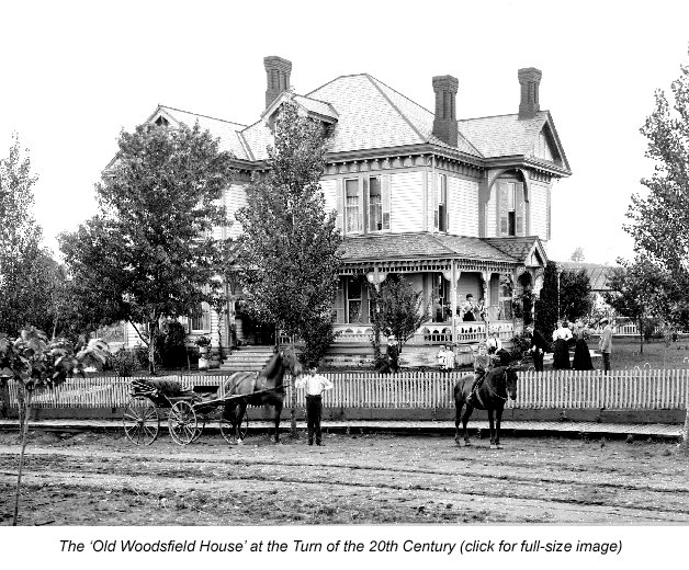 The scanned photograph of the Old Woodsfield House around the turn of the 20th Century